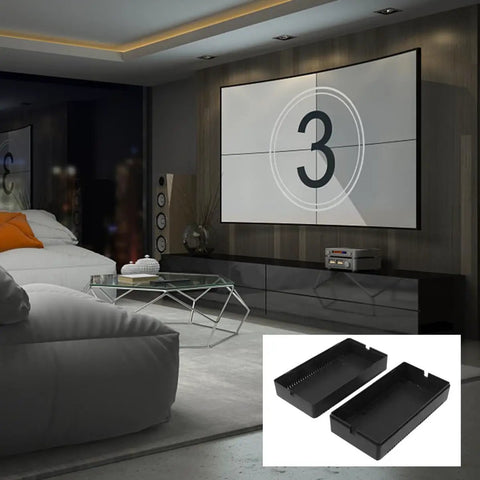 Hot New Deal! 2 Pack Black Plastic Junction Boxes For Your Electrical Builds, sturdy waterproof enclosures displayed in a modern living room.