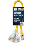 2 Ft Outdoor Extension Cord Waterproof Heavy Duty 12 Gauge With Multiple Outlets Lighted Grounded For Tools, Lights, Generators And Outdoor Power Solutions