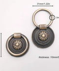 Six Piece Antique Brass Drawer Ring Pull Handles Set For Cabinets Dressers Cupboards And Doors Classic Vintage Style Round Ring Knobs with dimensions
