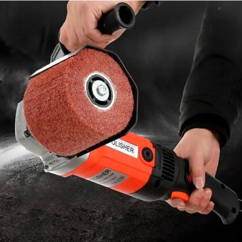 Person using Workhorse 1400W Electric Burnishing Polishing Machine With 8 Variable Speed Settings and polishing wheel on a surface