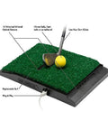 Indoor Golf Simulator Kit With Fifteen Real Courses, Infrared Swing Sensor, showing turf mat and golf club.