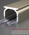Ultra Heavy Duty Ceiling Curtain Track System Fits 1 To 20 Feet Spaces, Adjustable Room Divider Rod With Rollers, Hardware Kits And End Caps For Bedroom Offices And Modern Home Decor Sliding Black Curtains, aluminum track close-up