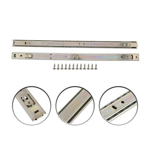 2 Pack Heavy Duty Ball Bearing Keyboard Slide Tray Drawer Slides With Quiet Glide For Smooth Keyboard Accessory Upgrade And Durable Galvanized Rails For Home Office And Desk Setup, with screws