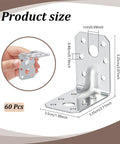 Pack Of Sixty Two By Two Inch Steel L Brackets For Wood in hand, showing dimensions and design for heavy duty furniture repair.