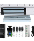 Heavy Duty Door Access Control System With 1200lb Magnetic Lock Kit Four Remote Controls Stainless Steel Exit Button