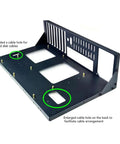 Heavy Duty Open Pc Rack Enclosure Stand With Clean Cable Routing Supports Atx Micro Atx Itx Boards Reinforced Steel showing cable holes for management.