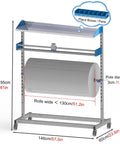 Heavy Duty Bubble Wrap Roll Dispenser With Sharp Manual Cutter And Slick Rolling Rig For No Sweat Packaging Easy Glide Locking Caster Wheels Mobile Shipping Station For Moving, featuring sturdy design and dimensions.