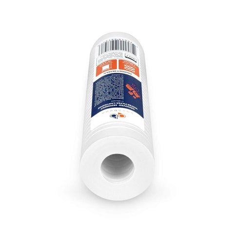 1 Micron Grooved Sediment Filter Cartridge 10 X 2.5 for Whole House Water Filtration High Surface Area PP Grooved Design end view