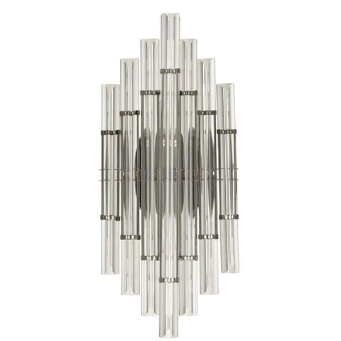 Mid Century Wall Sconce Lighting With Glass Rods Modern Crystal Vanity Light Black Metal Frame Two Light Bath Bedside Fixture For Bedroom Living Room And Bathroom Delivers Soft Warm Glow With Cozy Vibe And Elegant Refraction
