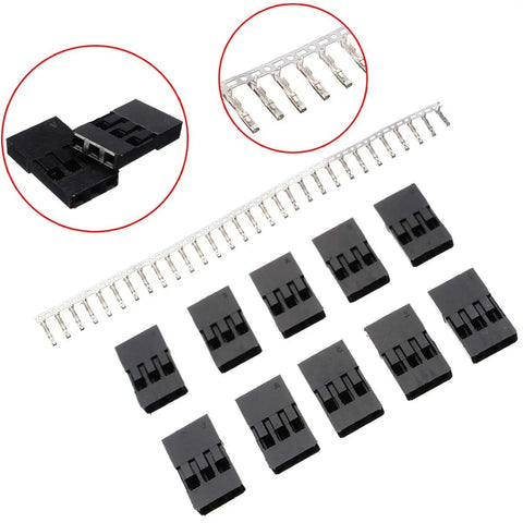 620 Piece 2.54mm Connector Kit For Breadboard Prototyping with header housings and crimp pins in a plastic storage box