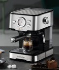 Built In Home Espresso Machine With Semi Automatic Pump Ground Coffee Compatible Includes Pro Spoon And Presser Cappuccino Milk Frother For Barista Style Coffee At Home Black on kitchen counter