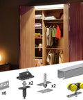 Heavy Duty Ceiling Mounted Bifold Door Hardware Kit With 70 Inch Track For Four Folding Panels Up To 55 Lbs Each, Cut To Fit Opening