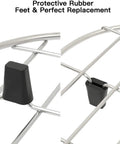 Close-up of Heavy Duty Sink Grid 26-Inch By 14-Inch Stainless Steel Kitchen Protector Rack with rubber feet for stability.