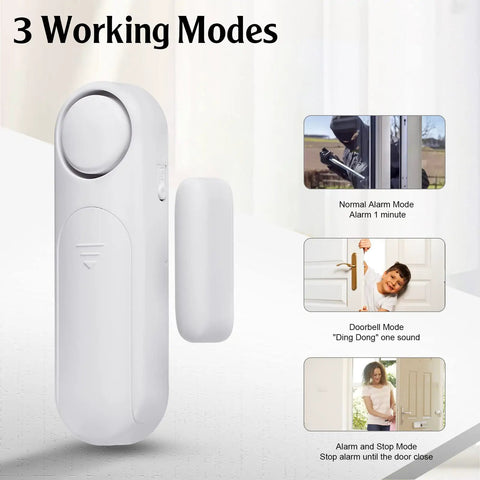 120dB Door And Window Alarm Sensor Kit With 3 Modes No Brainer Setup For Home Security Includes 3 Contact Sensors And 3 Remote Controls