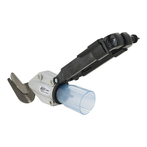 Drill Powered Vinyl Siding Cutter Attachment Turbo Shear for Cordless and Corded Drills, shown with metal blade and plastic guard