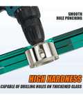 Premium Diamond Coated Hole Saw Bits Set For Drilling Tile Glass Marble Granite And Stone With Cup Shape Design That Provides Smooth Clean Holes Without Chipping Or Cracking While Matching Your Standard Handheld Power Drill For Super Easy Home on glass