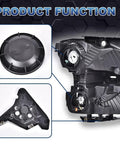 Ford F150 Headlight Assembly Replacement Left Right Pair For 2015 2016 2017 Smoky Lens Black Housing Amber Reflector Non LED