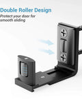 CCJH Sliding Barn Door Bottom Floor Guide With Adjustable Roller U Shape Flexible Flush Design Wall Mounted Black Dual Sided Concealed Pulleys For Smooth Quiet Door Operation Made From Durable Aluminum Alloy