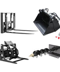 Beefed Up Heavy Duty Black Skid Steer Loader Accessories Kit 4 Pack For Construction And Farm Work Durable Attachments