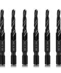 Six Piece 10-32 Nc Combo Drill Tap And Countersink Bit Set Crafted From Premium High Speed Steel with hex shanks for threading metal, wood, plastic.