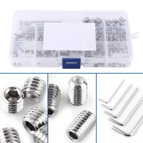 240Pcs 304 Stainless Steel Hex Socket Cap Set Screws Kit With Allen Keys Storage Case Corrosion Resistant Machine Fasteners For DIY Automotive Repair High Quality Rust Proof Bolts Solid Hardware Bundle To Nail Down A Gnarly Job Fast. Assorted screws in plastic case with Allen keys