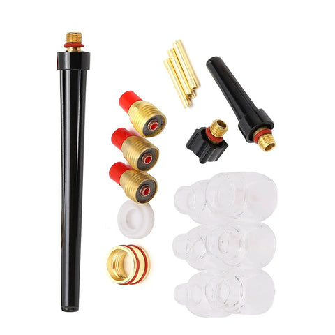 Premium Welding Torch Accessory Kit For EEE WP9 WP20 TIG Systems includes brass nozzles and glass cups for fabrication.