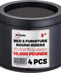 Bed Risers 3 Inch Lift Round Heavy Duty 4 Pack Elevates Up To 10000 Lbs Per Leg Safe Sturdy Bed Frame Pad