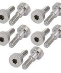 Pick Up These Dang Tough 304 Stainless Steel Hex Socket Shoulder Bolts Ten Piece Pack ready for shop projects, showcasing ten bolts with hex socket heads.