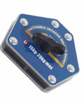 Close-up of Switchable Hex Magnetic Welding Locator With One-Button Degaussing, strong suction, hexagon design.