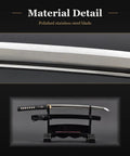 Wakizashi Iaito Unsharpened Stainless Steel Practice Sword For Iaido And Iaito Kata 21 Inch Blade with bo hi on display