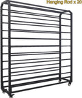 Built Tough Steel Roll Storage Cart Keeps Fabric Leather Wallpaper Window Film And Vinyl Rolls Squared Away With Easy Rolling Wheels For Any Workshop Or Warehouse Shop with multiple hanging rods.