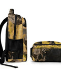 Side view of Black Longhorn Bull Printed Unisex Backpack With Large Capacity, Durable Polyester Daypack For School Or Travel