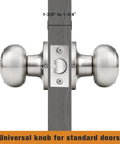 Brushed Nickel Privacy Interior Door Knobs For Bathroom And Bedroom, Stainless Steel Door Knob Set With Keyless Privacy And Thumb Turn Lock