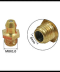 Brass M8x1.0 Grease Nipple Fittings Kit showing straight fitting with detailed thread view for universal garage use
