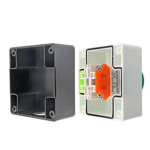 Green Mushroom Momentary Push Button Station 660V 10A 1NO 1NC Industrial Grade Control Button With Plastic And Metal Housing