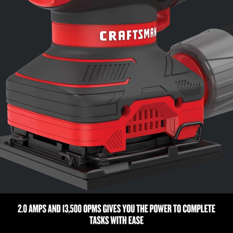 Close-up of Corded One Quarter Inch Sheet Sander With Thirteen Thousand Five Hundred OPM Pro Grade Two Amp.