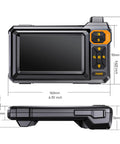 Handheld Borescope Camera With Built-In 4.3 Inch Display, 1080P Snake Camera, 16.5 Ft Cable, 8 LEDs, IP67 Waterproof, 1800mAh Battery, No Phone Needed, Perfect For Automotive, Plumbing, HVAC, And Wall Inspections, front and side dimensions