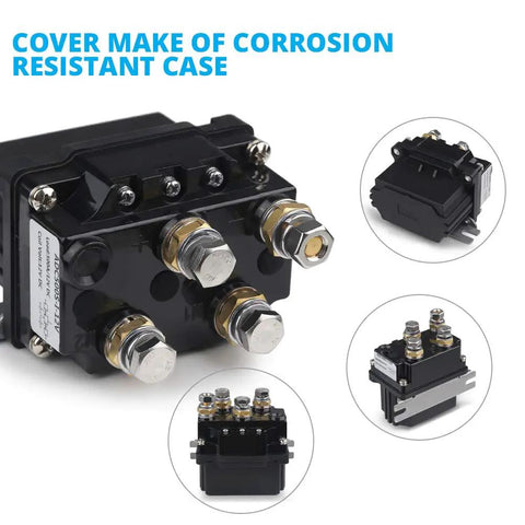 12V 500A Winch Solenoid Relay Contactor Kit With Wireless Remote shown in corrosion-resistant steel case