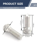 5Pcs Wheel Studs Kit M12x1.5 49mm Long Steel Lug Bolts For Auto Tires, product size dimensions shown