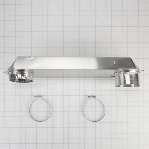 Genuine OEM Telescoping Dryer Vent Kit Aluminum Adjustable 18 To 29 Inches with fittings and clamps on a grid background