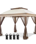 11x11 Pop Up Gazebo With Mesh Netting For Quick Setup Instant Outdoor Canopy Tent Water Resistant Shelter With UPF 50+ UV Protection 121 Sq Ft