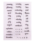 Straight Up Durable Calendar Clear Stamps With Solid Silicone Week Month Year Date Numbers on transparent stamp sheet.