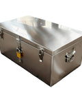 Beefy Stainless Steel Parts Organizer Box With Smooth Close Hydraulic Lid, Rugged Toolbox For Workshop, Durable Metal Case For Tools And Components Perfect For Home Shop Garage And Industrial Use Keeps Hardware Organized And Secure. stainless steel with lock