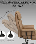 160 Degree Reclining Office Chair With Footrest For Big And Tall Comfort Leather High Back Computer Desk Chair With Cross Legged Seat Armrests And Smooth Wheels For All Day Comfort Brown showing multi-angle reclining positions