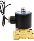 Half Inch Brass Electric Solenoid Valve 110V AC For Water Air Gas Fuel Oil, side view of industrial-grade corrosion resistant model 2W160-15