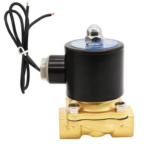 Half Inch Brass Electric Solenoid Valve 110V AC For Water Air Gas Fuel Oil, side view of industrial-grade corrosion resistant model 2W160-15