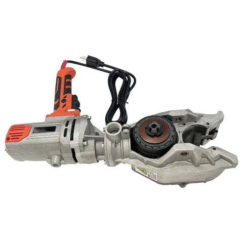 Heavy Duty Electric Rebar Threading Wrench With Dual Chuck Design Portable 110V 2600W showing motor and handle for bolt screwing tasks.