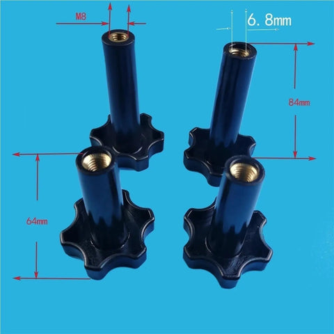 Real Deal M8 Plastic Screw Nuts For Soft Serve Ice Cream Machines Black Nylon Fasteners showing four black lock nuts with dimensions.