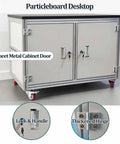 Badass Antistatic Workbench With Three Shelf Heavy Duty Aluminum Design And Smooth Caster Wheels for electronics, featuring sheet metal cabinet doors.