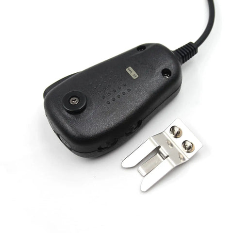 Back view of 2-Pack DTMF Handheld Microphone With Button For Mobile Radios 6 Pin RJ11 Plug Beefed-Up Build And Crisp Audio with clip